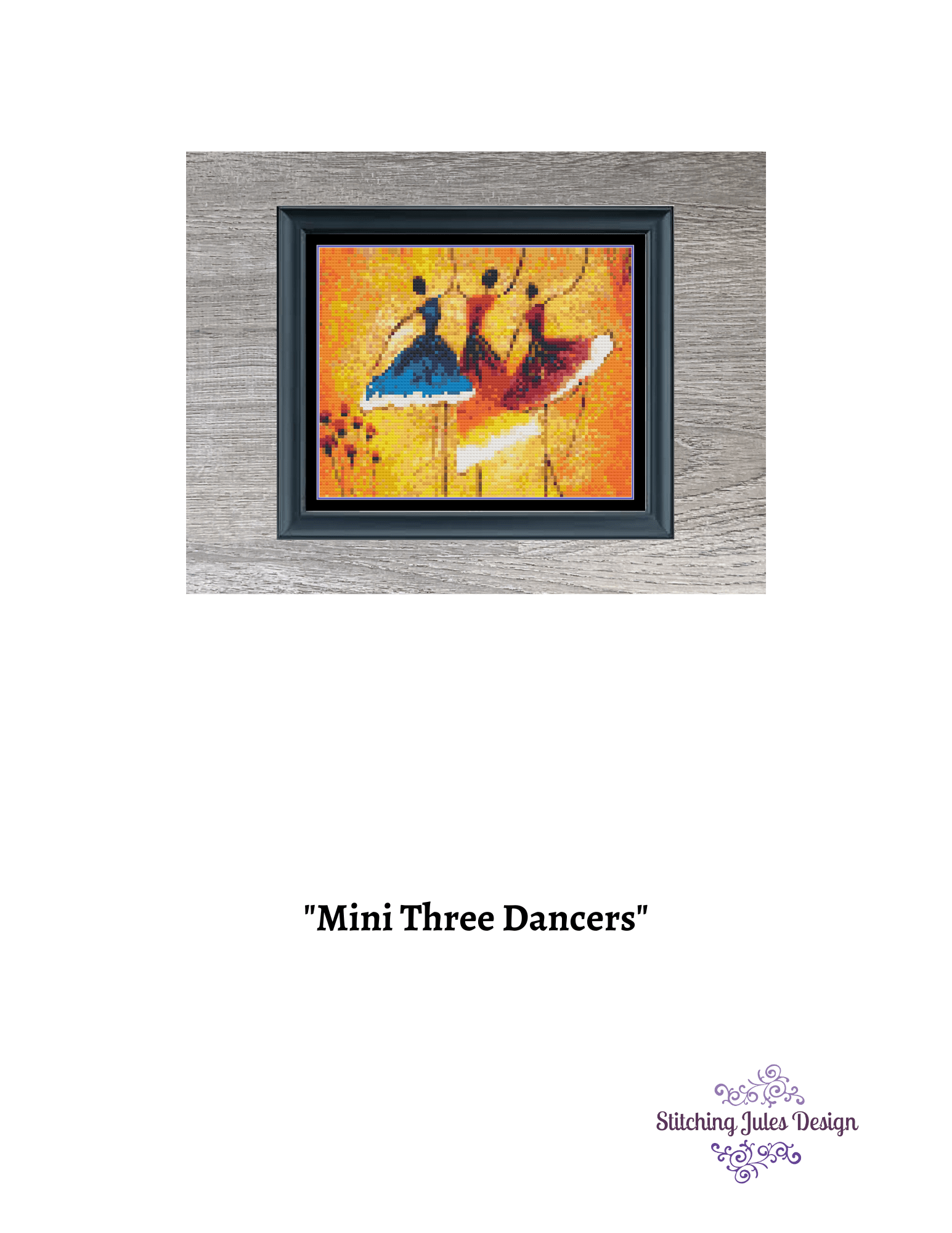 Stitching Jules Design Cross Stitch Pattern Miniature Pattern - Three Dancers On Stage Cross Stitch Embroidery Needlepoint Pattern PDF Download